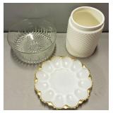 Egg Platter-10", Bowl-9" & Vase-8"X6"