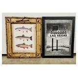 Rustic Trout Wall Hanging - (Needs Backing Restore) /Las Vegas Black and White