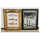 Rustic Trout Wall Hanging - (Needs Backing Restore) /Las Vegas Black and White