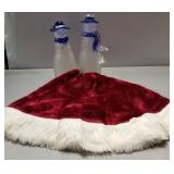 Christmas Tree Skirt with Glass Snowmen