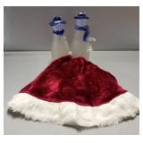 Christmas Tree Skirt with Glass Snowmen