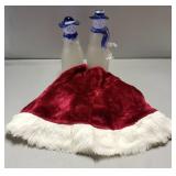 Christmas Tree Skirt with Glass Snowmen