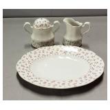 J&G Meakin Cream & Sugar W/Tray-(9-1/3"X12"), (Sugar Container needs top glued)