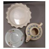 Ceramic Pie Pan, (Tea Pot has small crack, shown in photo)