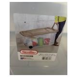 Storage Container Lot Containing 5 Heavy Duty Containers and 150 Qt Sterlite Container With Wheels & Handle (Bottom Blue Container Has Cracked Lid)