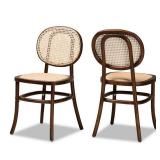 Baxton Studio Garold Beige and Walnut Brown Dining Chair (Set of 2)