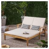 Perla Acacia Wood Double Chaise Lounge for Yard and Patio by Christopher Knight Home- Retail:$549.99