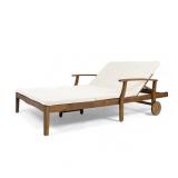 Perla Acacia Wood Double Chaise Lounge for Yard and Patio by Christopher Knight Home- Retail:$549.99