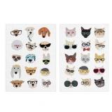 Fine Art canvas Cats & Dogs with Glasses by Hanna Melin Canvas Art Print Set of 2- Retail:$87.49