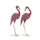 Pink Iron Coastal Garden Sculpture Birds (Set of 2)- Retail:$129.99