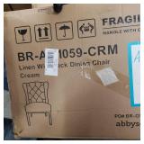 Abbyson Sierra Tufted Cream Linen Wingback Dining Chair- Retail:$408.99