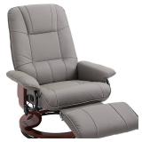 HomCom Faux Leather Adjustable Manual Swivel Base Recliner Chair with Comfortable and Relaxing Footrest- Retail:$431.99