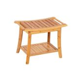 Eccostyle Solid Bamboo 19 in. H x 23.75 in. W x 13.25 in. D Spa Style Natural Shower Bathroom Bench, Natural Bamboo
