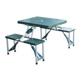 Outsunny 4 Person Plastic Portable Compact Folding Suitcase Picnic Table Set With Umbrella Hole - Green- Retail:$96.24