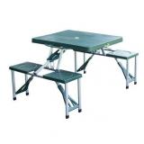 Outsunny 4 Person Plastic Portable Compact Folding Suitcase Picnic Table Set With Umbrella Hole - Green- Retail:$96.24