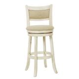 OSP Home Furnishings Swivel Stool 30" with Solid Back in Antique White Finish