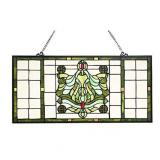 River of Goods 26"W Vintage Victorian Stained Glass Window Panel - 26" x 0.5" x 13.75"- Retail:$154.49