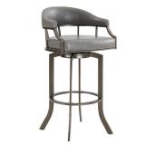 Pharaoh Swivel Mineral Finish and Grey Faux Leather Bar Stool- Retail:$259.49