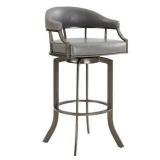 Pharaoh Swivel Mineral Finish and Grey Faux Leather Bar Stool- Retail:$259.49