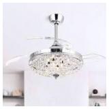 Modern Chrome Crystal 42-inch Ceiling Fan 6-Light Chandelier - Retail:$212.00