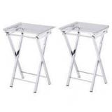 Silver Orchid Hutton Folding Tray Table 2-piece Set- Retail:$209.99