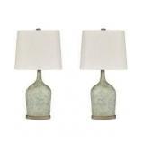 Maribeth Vintage Casual Sage Paper Table Lamp - Set of 2 - 14"W x 9"D x 28"H- Retail:$107.99