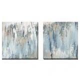 Blue Illusion Square Print on Canvas Set of 2- Retail:$154.49