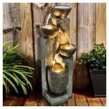40-inch H Outdoor Faux Stone Water Fountain Garden Waterfall w/ Lights- Retail:$235.99