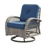 Blue- Corvus Livorno Outdoor Wicker Chat Set with Swivel Chair (1 Chair Only)- Retail:$542.49