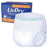 LivDry Unisex Adult Incontinence Underwear, Extra Comfort, High Absorbency, Leak Protection (Large, 18-Pack)
