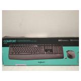 Logitech - MK345 Wireless Ergonomic Optical Combo Keyboard and Mouse - Black/blue