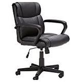 Basics Leather-Padded, Adjustable, Swivel Office Desk Chair with Armrest, Black