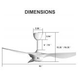 reiga 52-in Bright White Ceiling Fan with Dimmable LED Light Kit Remote Control Retails $200
