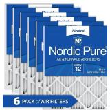 Nordic Pure 16x25x1 MERV 12 Pleated AC Air Filters 6 Pack