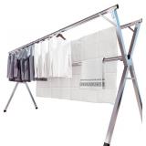 JAUREE Clothes Drying Rack, 2M/79 Inches Stainless Steel Garment Rack Adjustable and Foldable Space Saving Laundry Drying Rack for Indoor Outdoor with Windproof Hooks