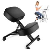Kneeling Chair, Adjustable Stool for Home and Office - Improve Your Posture with an Angled Seat - Thick Comfortable Moulded Foam Cushions
