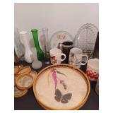 Butterfly serving set, vases, mugs, relish server