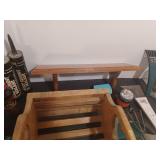 Misc garden, wood basket and shelf