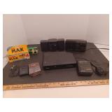 Miniature stereos, DVD player, and Walkman, camera film