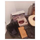 Angel windchimes, beaded purse, beret