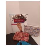 Angel windchimes, beaded purse, beret