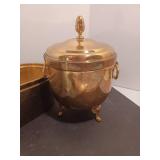 Brass pots and tea kettle