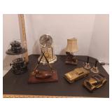 Clock, lantern, elephant light, bells, metal car banks