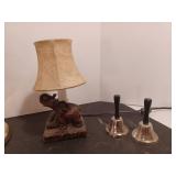 Clock, lantern, elephant light, bells, metal car banks