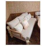 **RESERVE** MCM furniture (Sandstone Apricot) cushions in great condition, table has wear and tear (SEE PICTURES) 6 chairs all in good condition wheels function properly