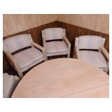 **RESERVE** MCM furniture (Sandstone Apricot) cushions in great condition, table has wear and tear (SEE PICTURES) 6 chairs all in good condition wheels function properly