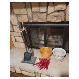 Everything but the mantle (fireplace tools, candles, planters, collector plates, shelves, wall decor, vases)