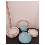 MELMAC plates and serving platter, blue set not labeled