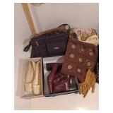 Misc handbags, costume jewelry, shoes, gloves and belts