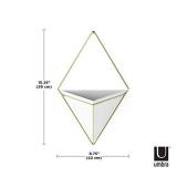 Umbra Trigg Hanging Planter Vase & Geometric Wall Decor Ceramic Container - Great For Succulent Plants, Air Plant, Mini Cactus, Faux Plants and More, Large, White/Brass